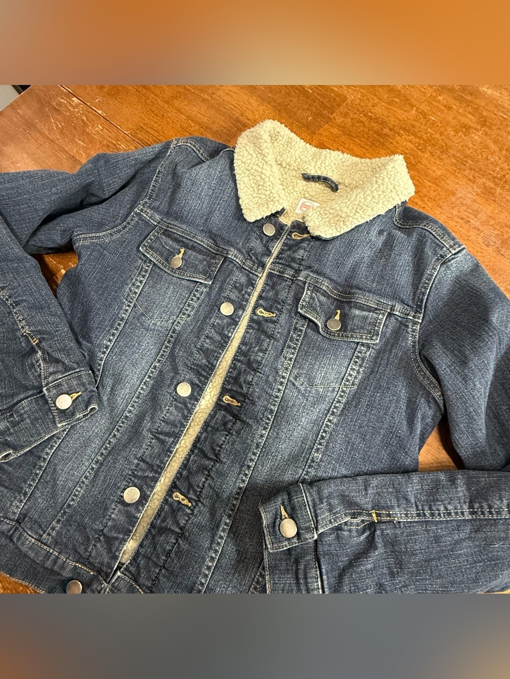Wonder Nation Sherpa Lined Denim Jacket Youth XXL Fits Women’s Small Jean Coat